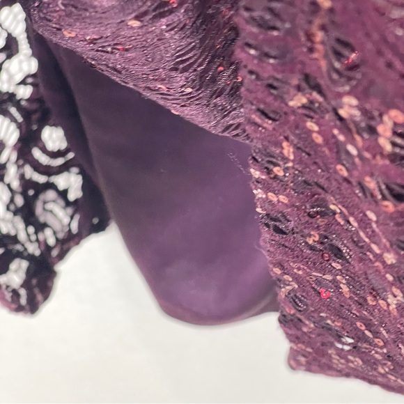 Ursula of Switzerland Burgundy Wine Mother of the Bride Lace Sequin Dress - Picture 4 of 10